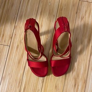 Red satin  heels